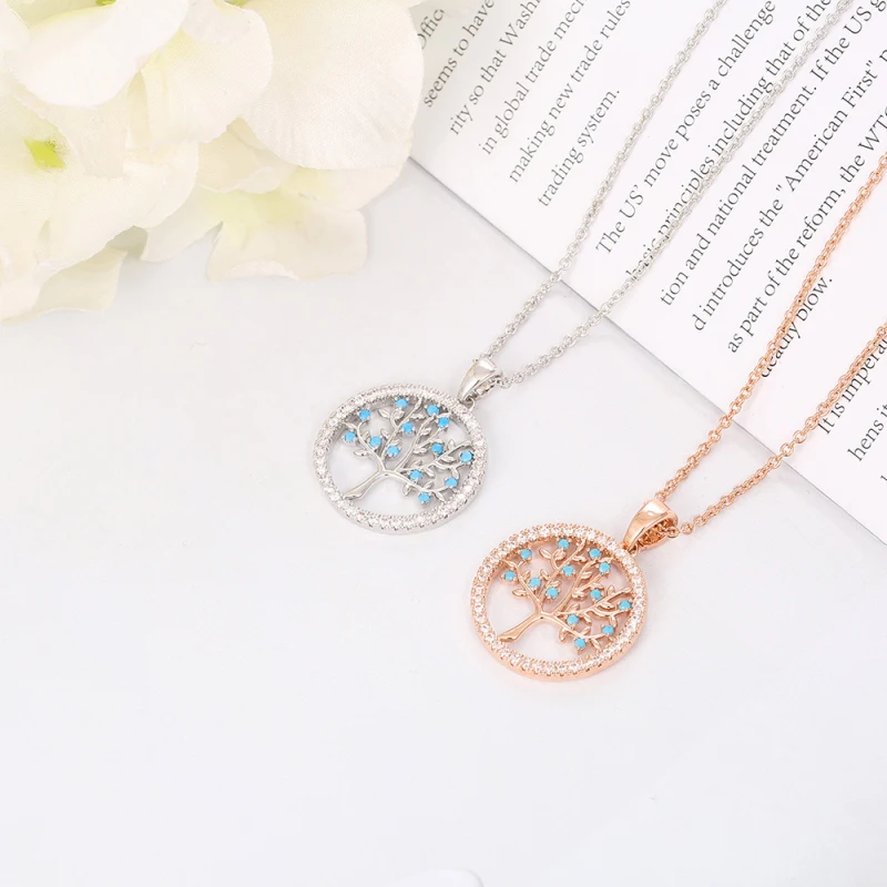 Small Round Tree of Life Fashion Jewelry Sets for Women Blue CZ Choker Necklace Adjustable Bracelet Engagement Gift 2019 | Украшения и