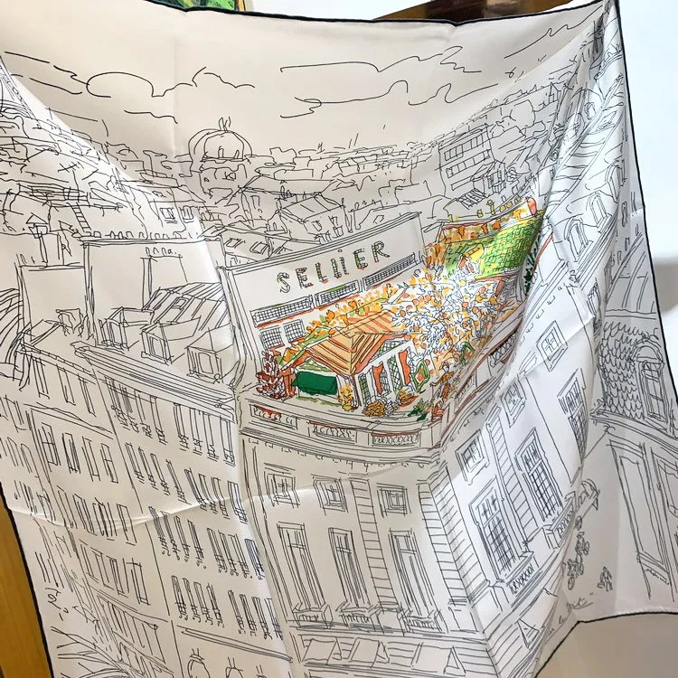 90 см 100% натуральная шелковая саржа Для женщин шарф волос шеи шарфы с принтом сада