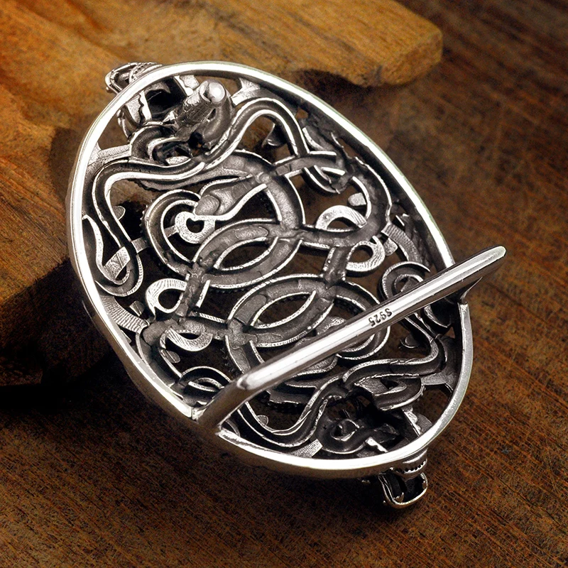 Мужская Ретро пряжка ремня из стерлингового серебра S925 с двойным драконом |