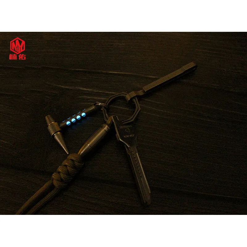 1PC Titanium Alloy Small Hammer Pendant Self-luminous Tritium Gas Tube EDC Luminous Keychain Necklace Pendant Signal Light