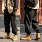 Модные мужские брюки с мягкой талией и завязками на лодыжке, свободные брюки с несколькими карманами, свободные брюки с несколькими карманами