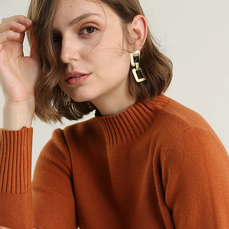 caramel colour Осенний вязаный кашемировый женский свитер-пуловер зима корейская водолазка модные тонкие свитера женские пуловеры - Цвет: caramel colour