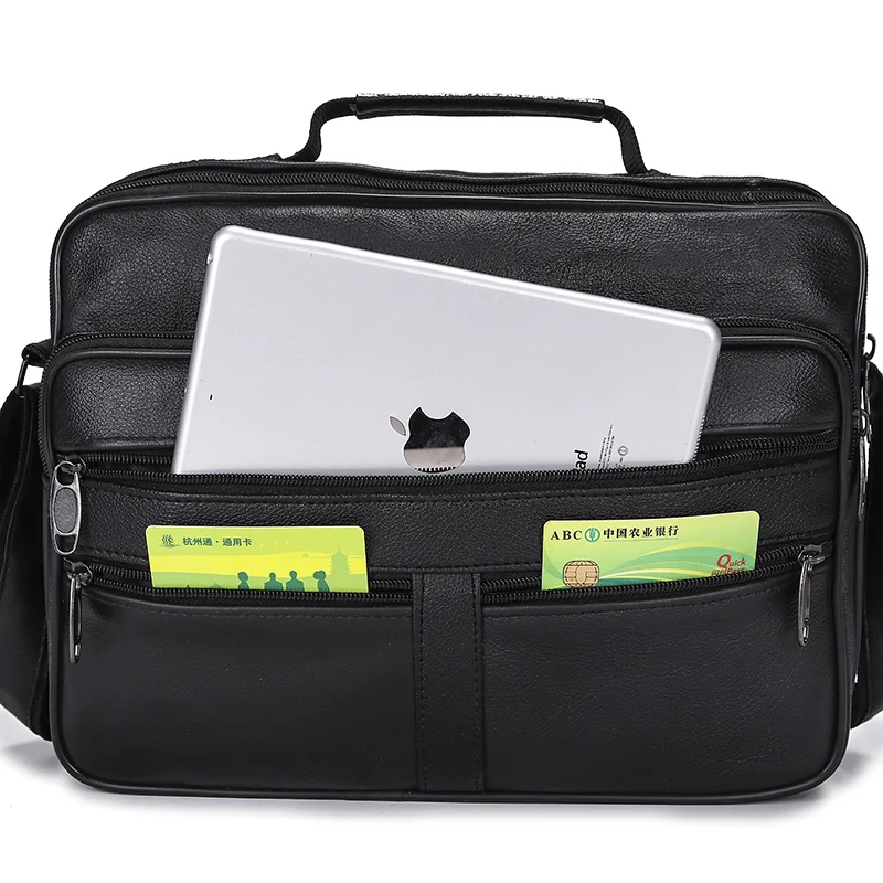 

Luxury Business Men Leather Shoulder Bag High Quality Durable Leather Handbag Large Capacity Multi-pocket A4 Document Bag SAC