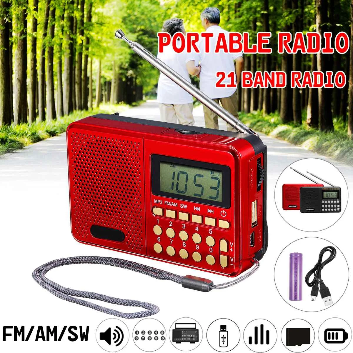Портативный мини FM/AM/SW радио динамик двойная антенна музыкальный плеер TF карта