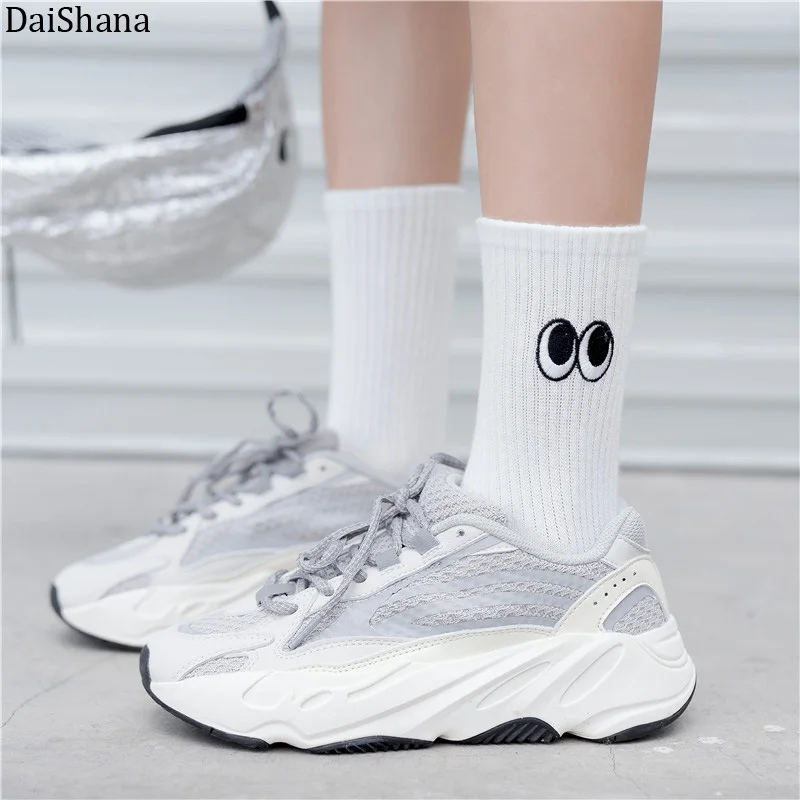 Носки для девочек 1 пара носки в стиле Харадзюку милые с вышитыми глазами