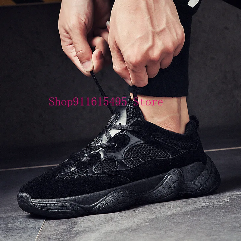 

Men's Sneakers Breathable Mesh Korean Shoes Fashion Old Shoes black white vulcanize shoes mens sneakers flat