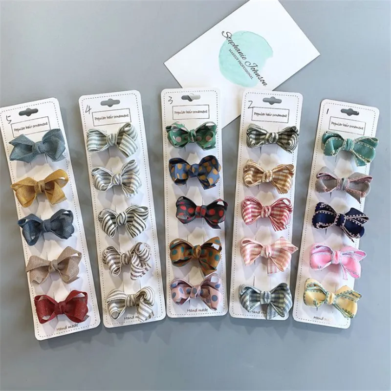 Заколки для волос в горошек с бантом девочек 10 шт./лот| |