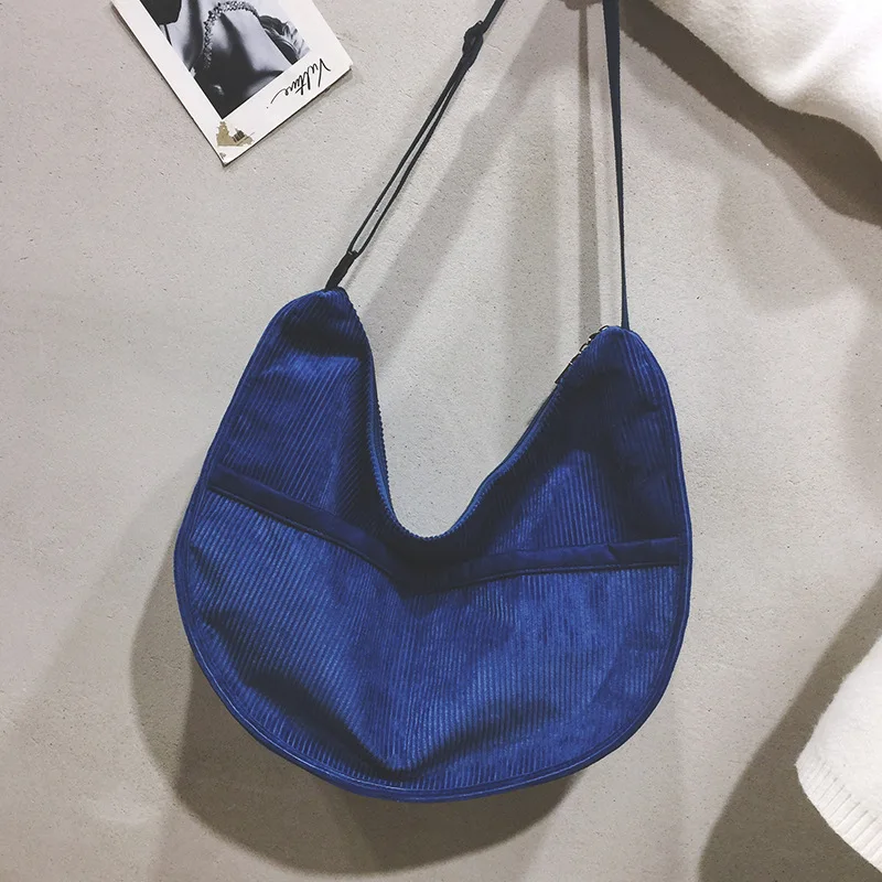 Women's new fashion crossbody bag student large capacity fashion corduroy shoulder bag ladies out shopping bag travel bag