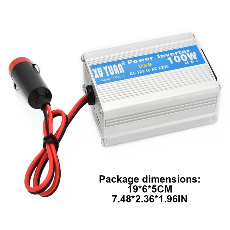 

100W Car and Home Power Inverter DC 12V/24V to AC 220V Power Converter Short Circuit Automatic Protection Inverter