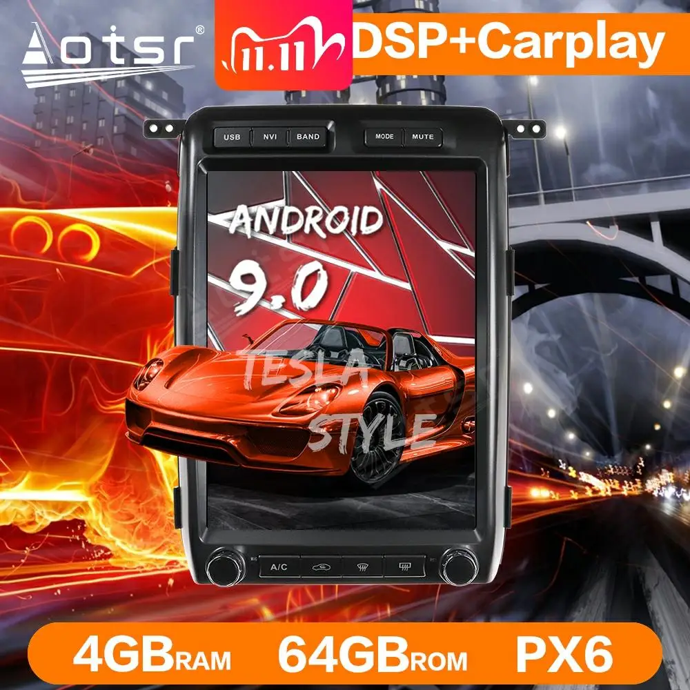 Автомобильный мультимедийный плеер Tesla 13 дюймов Android 9 0 64 ГБ GPS навигация для Ford