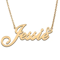 love heart jessie name necklace for women stainless steel gold silver nameplate pendant femme mother child girls gift