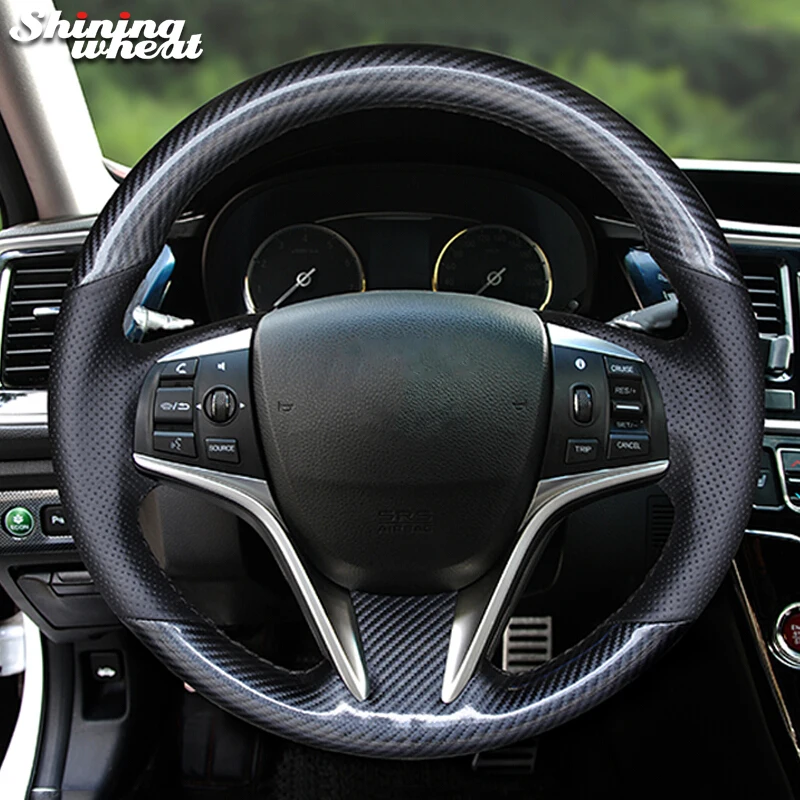 

Hand Sew PU Carbon Fiber Steering Wheel Cover for Honda Spirior 2015