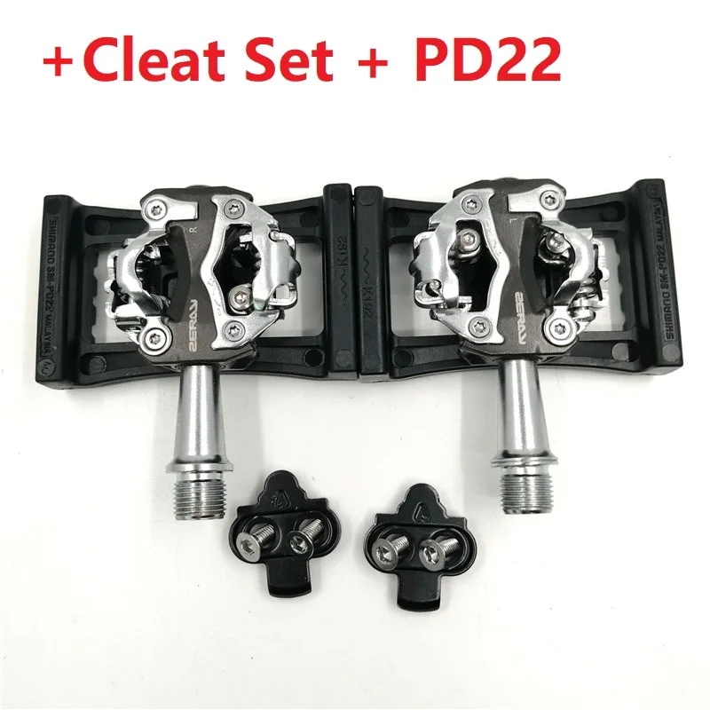 Gray - PD22 set ZERAY MTB велосипедные педали самоблокирующиеся педали сверхлегкие с шипами PD22 горный велосипед Подшипник педали совместимы с SPD M520 M540 - Цвет: Gray - PD22 set