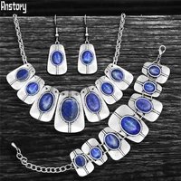 oblong quartz tiger eye jewelry sets antique silver plated natural stone unakite amethysts chokers fashion necklace earring