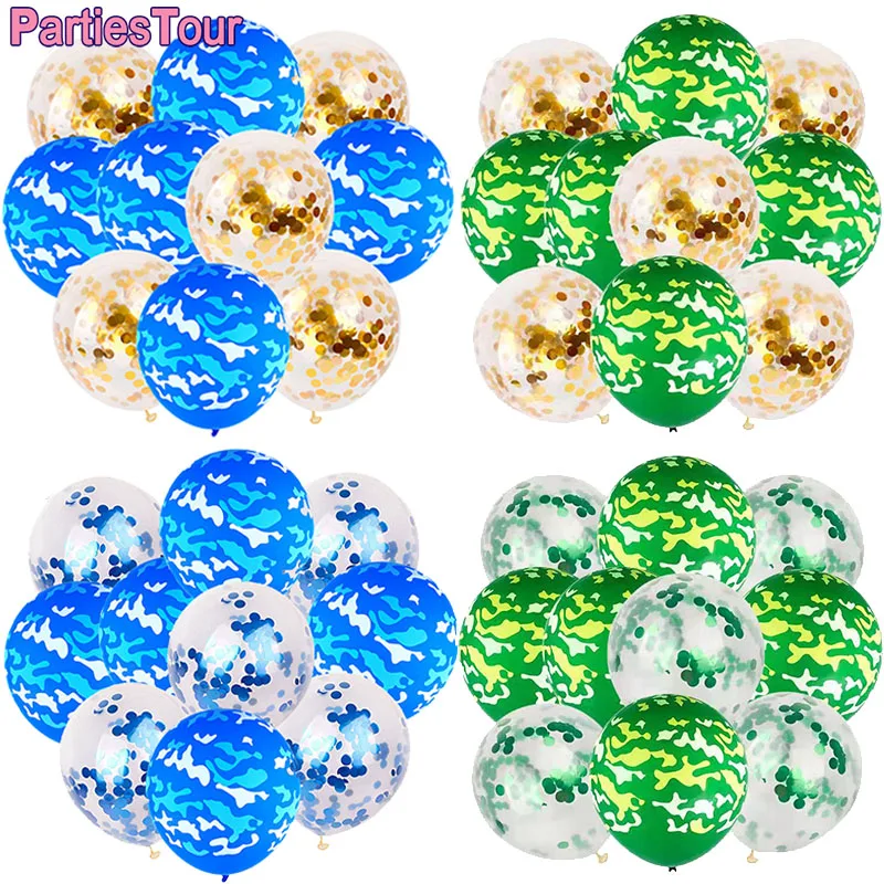 10X армейский Камуфляжный воздушный шар синий зеленый латексный Военный стиль