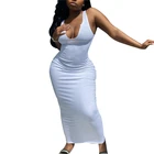 Женское трикотажное платье-миди, в рубчик, в полоску, без рукавов, с V-образным вырезом, облегающая уличная одежда для вечеринок и клубов, весна-лето 2021