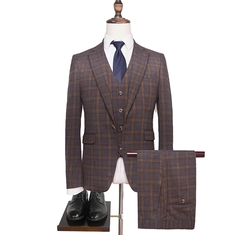 Мужской свадебный костюм на одной пуговице дизайнерские кофейные костюмы для