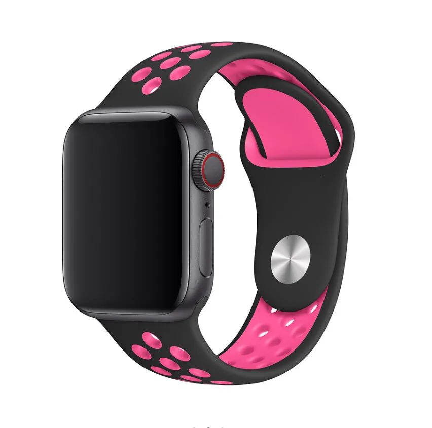 Мягкий силиконовый спортивный ремешок для apple watch ремешок 40 мм 44 мм браслет для iwatch 5 4 3 2 1 дышащий ремешок для часов 42 мм 38 мм