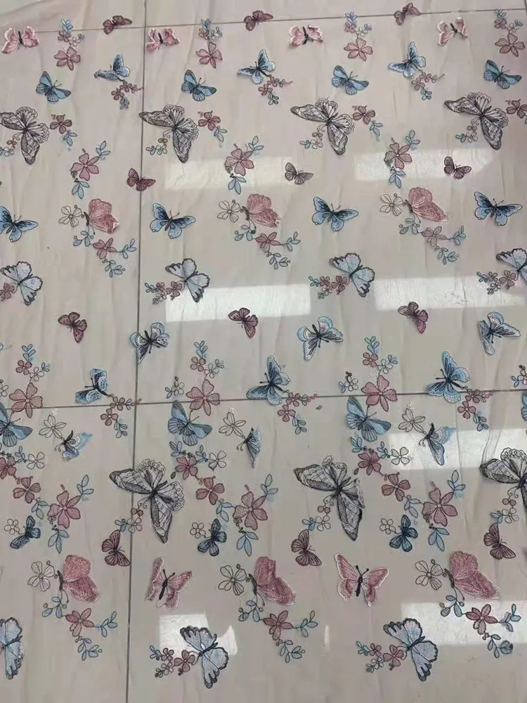 

Красивая 3D кружевная ткань с вышивкой бабочки для вечерних платьев/французская Тюлевая кружевная ткань с вышивкой для детского дизайна
