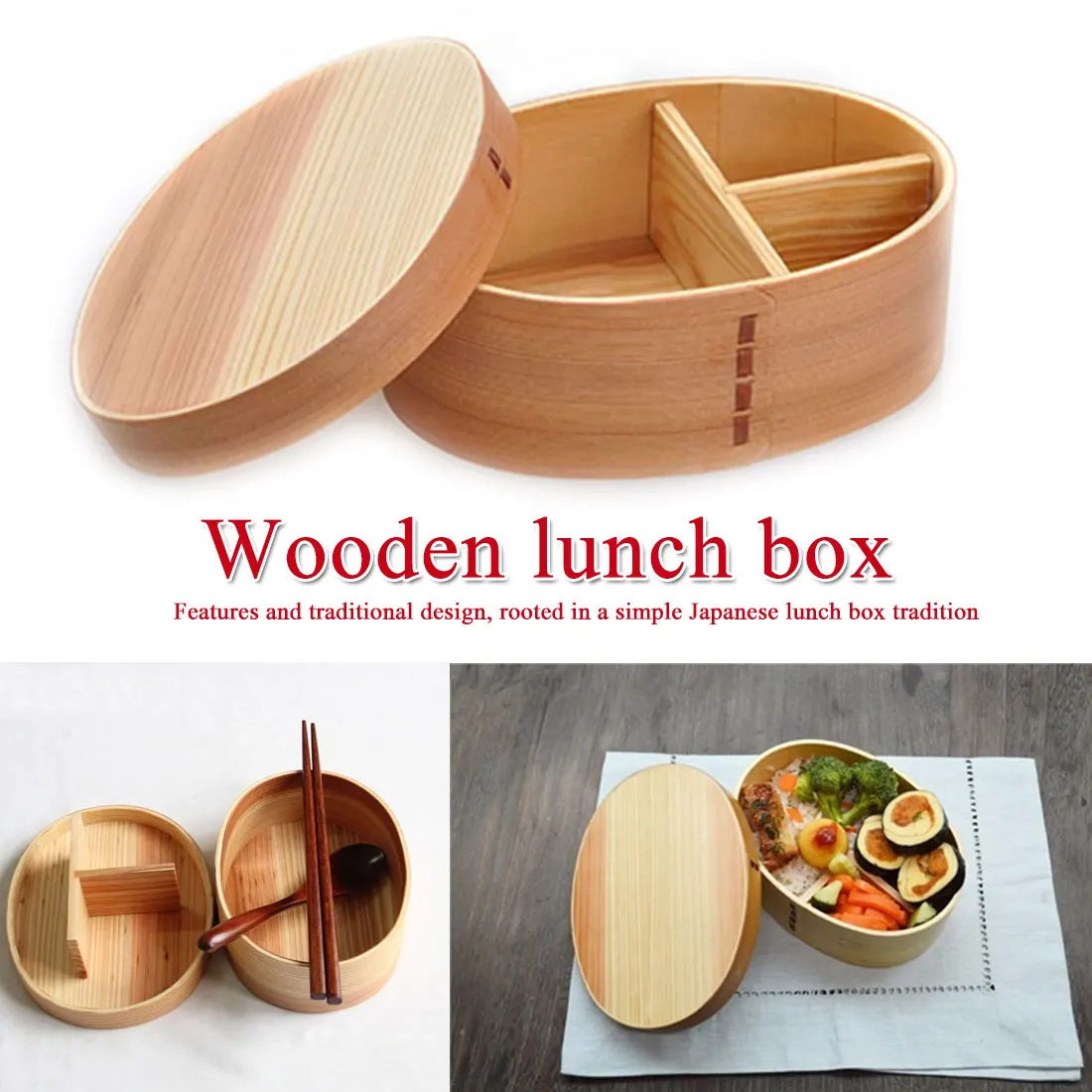 Прочный Деревянный Бенто-бокс 1 шт. студенческий деревянный Ланч-бокс в японском