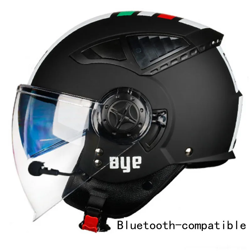 Unisex-Adult's Open Face Style  Bluetooth-compatible Integrated Motorcycle Helmet  (Matte Black,M to XL Size)