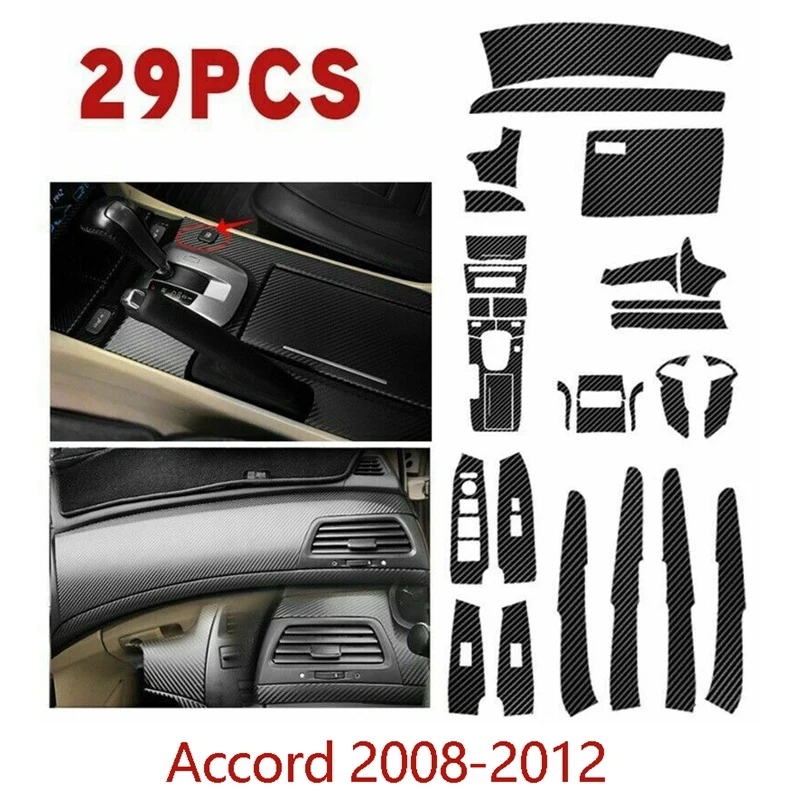 

for Honda Accord 2008-2012 Carbon Fiber Style Car Interior Kit Cover Trim 29Pcs