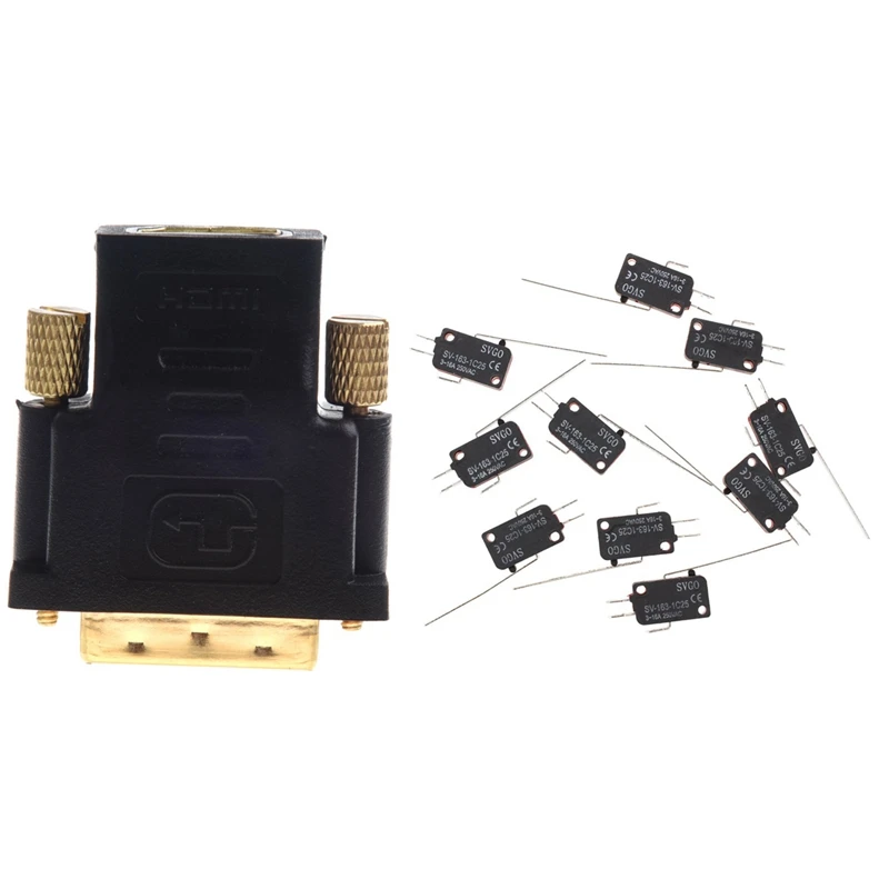 

New Gold Plated HDMI Female to DVI-D Male Video Adaptor with 10 PCS Mini Limit Switch