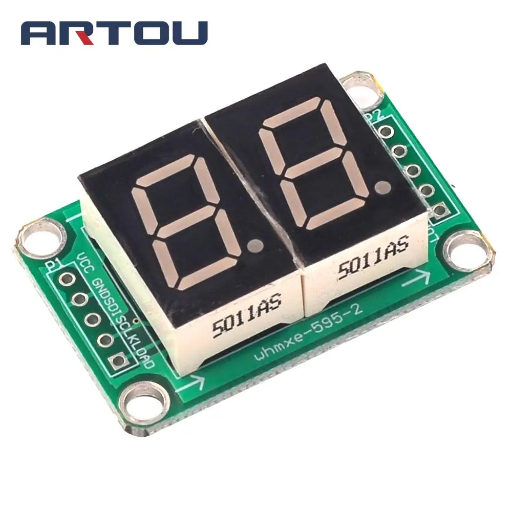74HC595 Static Driving a 2 Segment Digital Display Module Seamless Can Series 0.5-inch 2-bright Red | Integrated Circuits