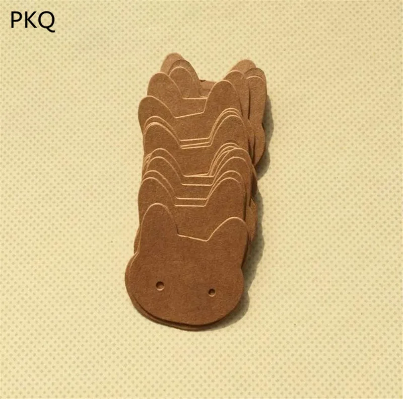 Коричневый 100 шт 3,5*3,5 см Крафт/черная/белая бумага пустой дисплей ювелирных изделий картонная упаковка для серег подвешенная бирка упаковка для серег карта - Цвет: Коричневый