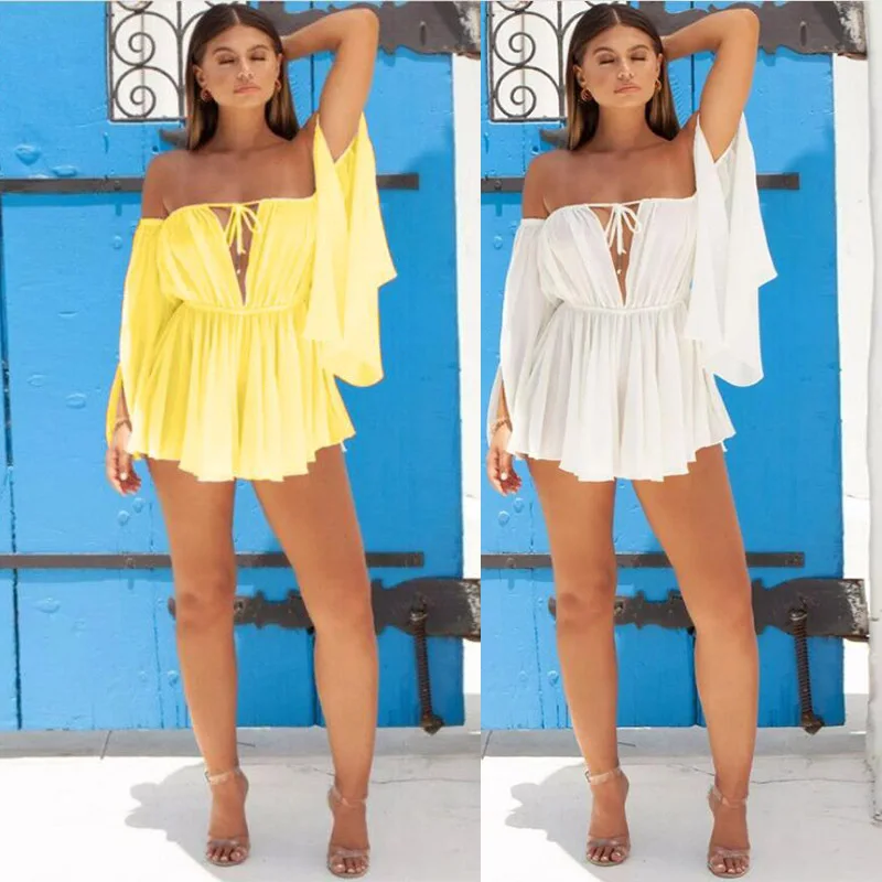 

Townlike Off Shoulder Long Sleeve Sexy Dress Women Mini Night Club Party Dress Backless Slash Neck Bodycon Summer Dress Vestido