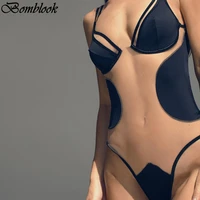 bomblook sexy party club tops for women summer 2021 patchwork stretch backless see through mesh bodysuits female streetwears