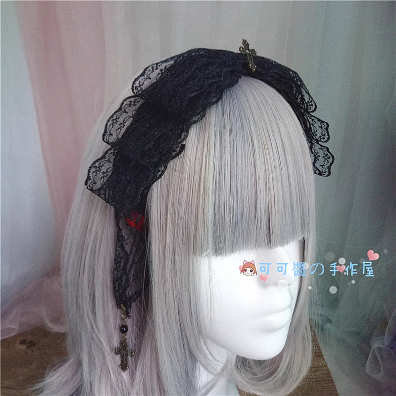Лолита Темно готические рукава резинки для волос жесткий головной убор сестры