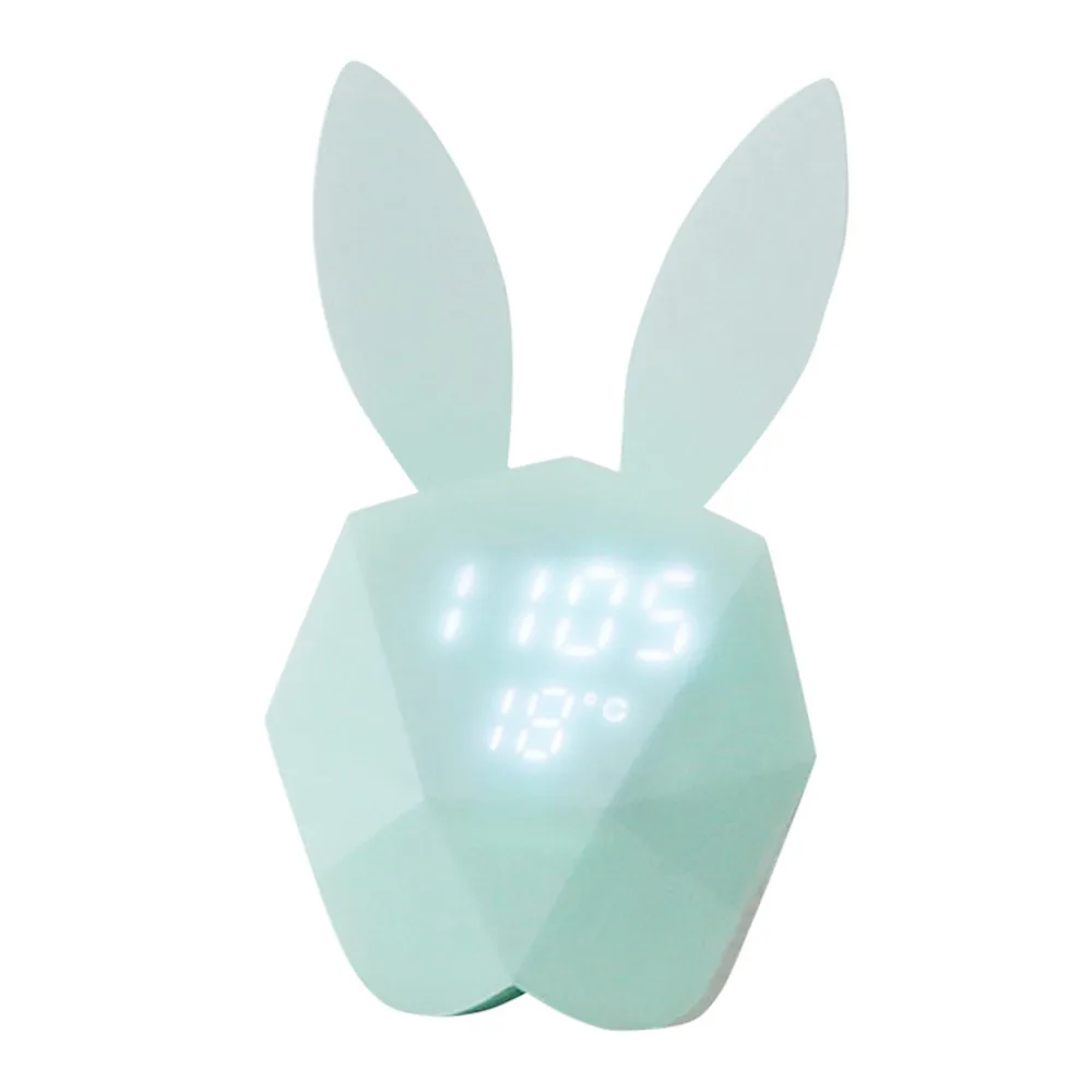 

Creative Cute Rabbit Model Alarm Clock Smart Voice Wake Up Usb Charging Night Light Decoration Snooze Alarm Clock 5w #20