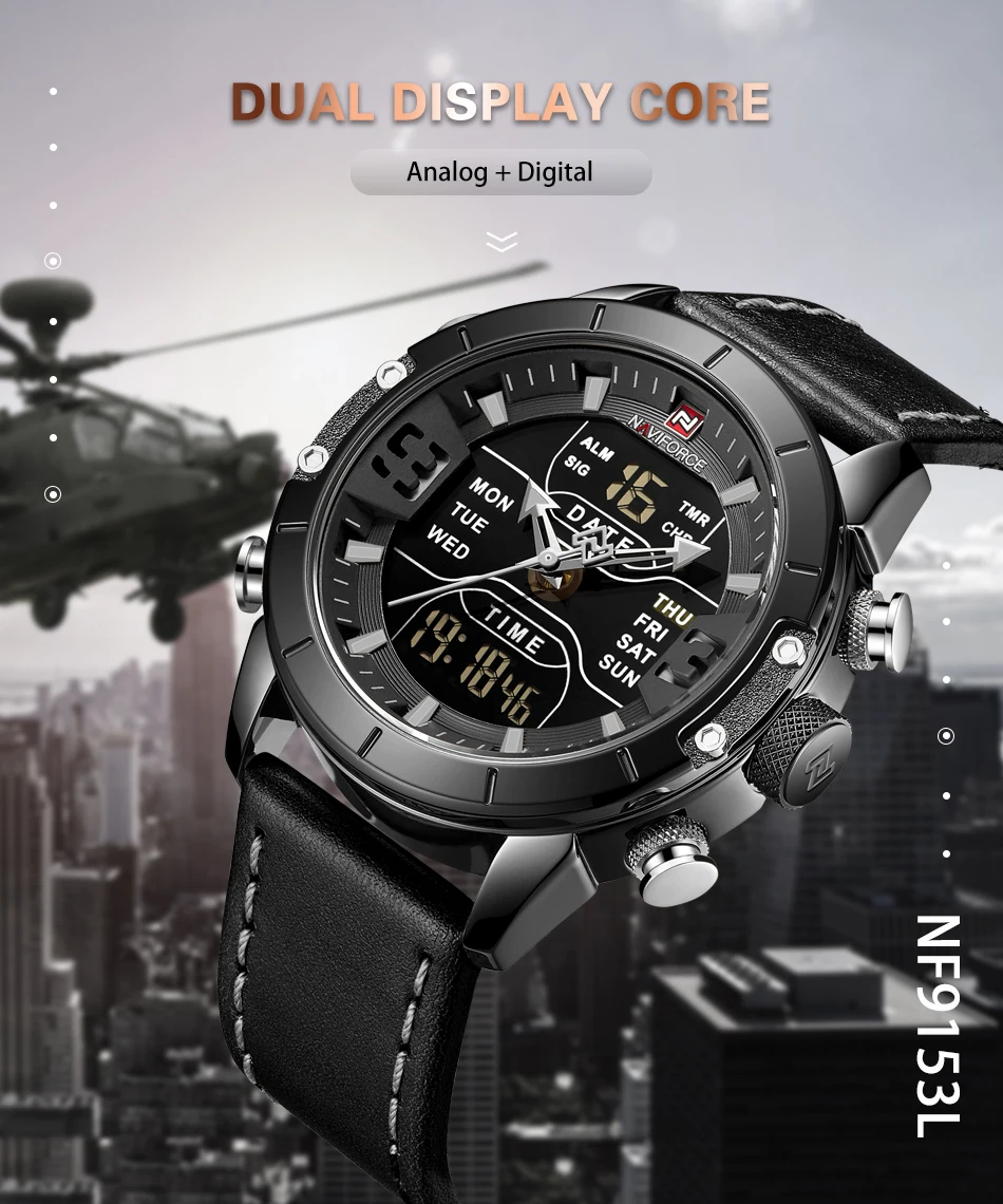 Часы naviforce лучший бренд класса люкс Аналоговый Цифровой двойной дисплей мужские часы s Модные Спортивные кварцевые наручные часы Relogio Masculino