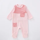 Детский комбинезон, пижама с круглым вырезом, длинными рукавами и карманами