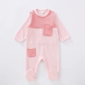 Детский комбинезон, пижама с круглым вырезом, длинными рукавами и карманами