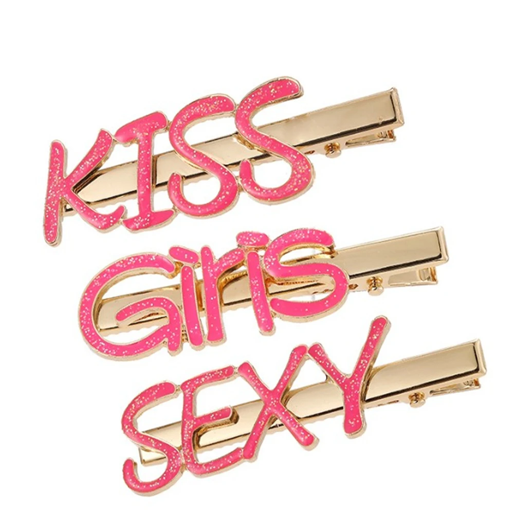 Модная заколка для волос со стразами и надписью зажим заколка-Пряжка украшение