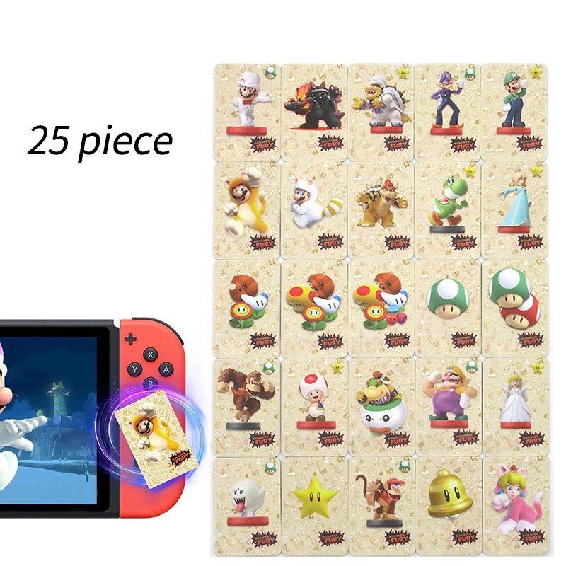 

25piece Super Marioes 3D World Bowser's Fury NFC Amxxbo Card Compatible for Switch/Lite/Wii U,Mini Cards