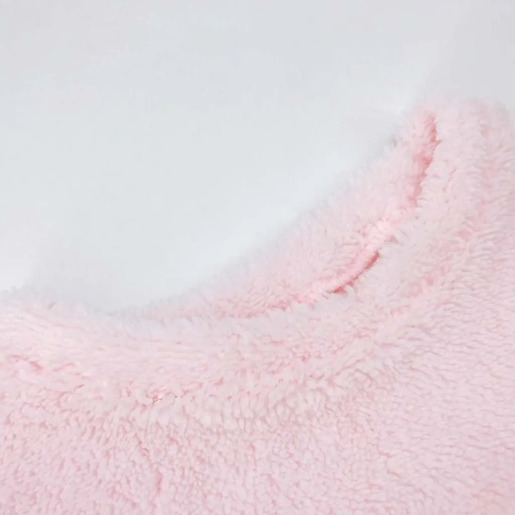 

Women dress Casual Hooded Solid Long Sleeve Pullover Teddy Fur Sweatshirt Winter Warm Plush