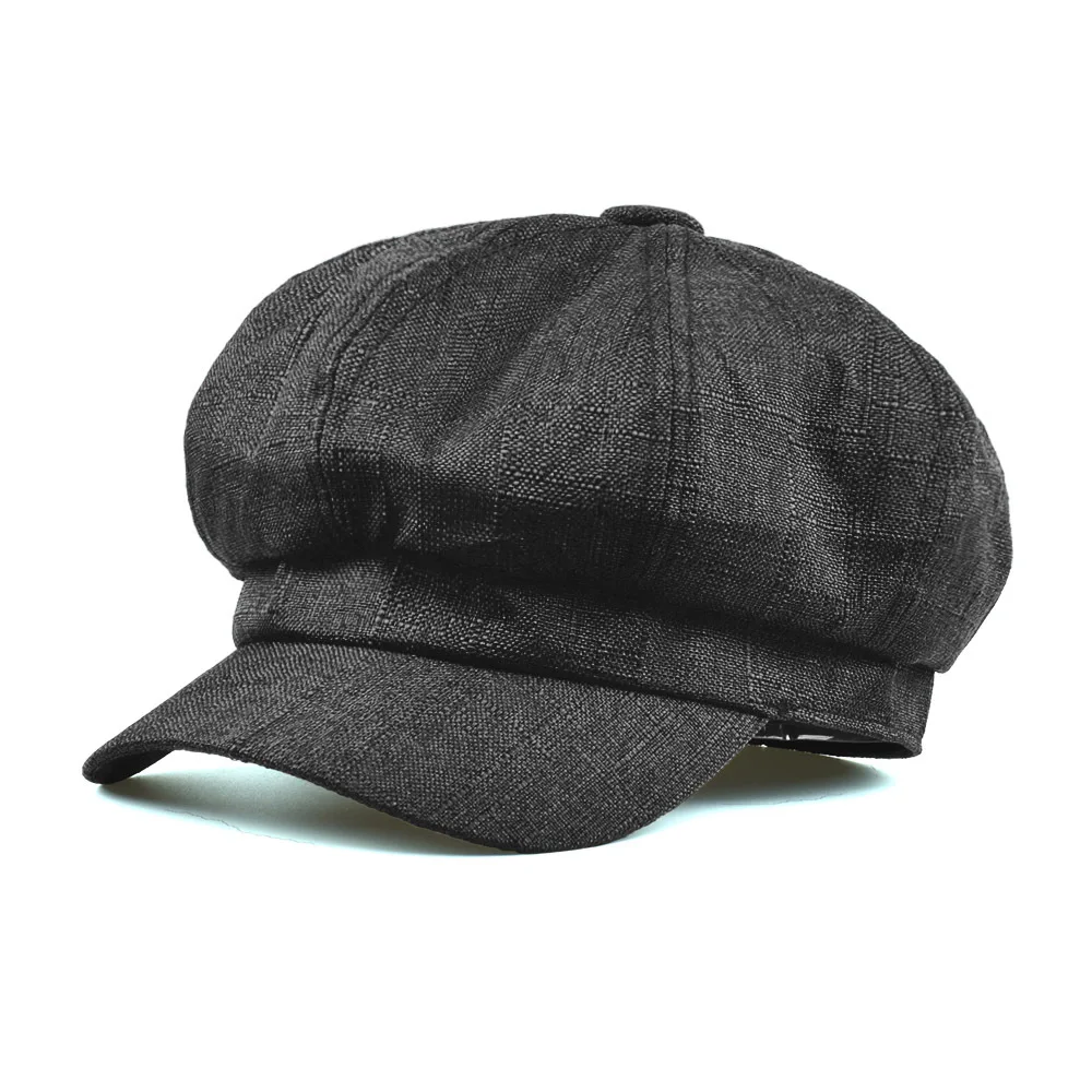 British Retro Thin Beret Hat Cotton Hemp Pure Color Beret Painter Cap Men Woman Spring Summer Simple Casual Short Eave Cap H7398