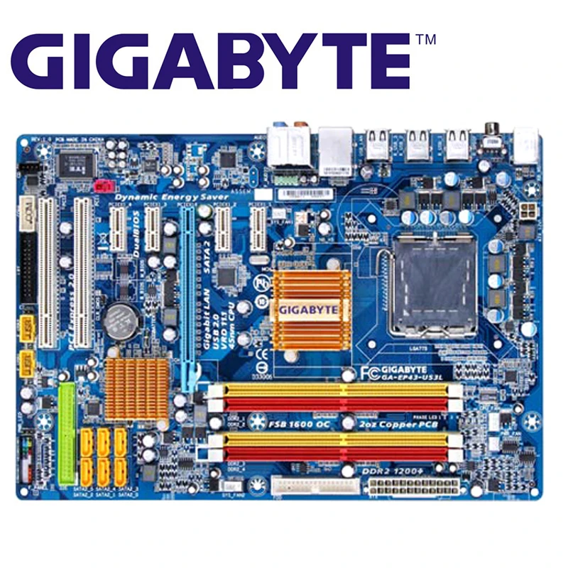 LGA 775 для Intel DDR2 Gigabyt GA-EP43-DS3L оригинальная материнская плата для настольного компьютера, материнская плата 16 ГБ, EP43-DS3L платы P43
