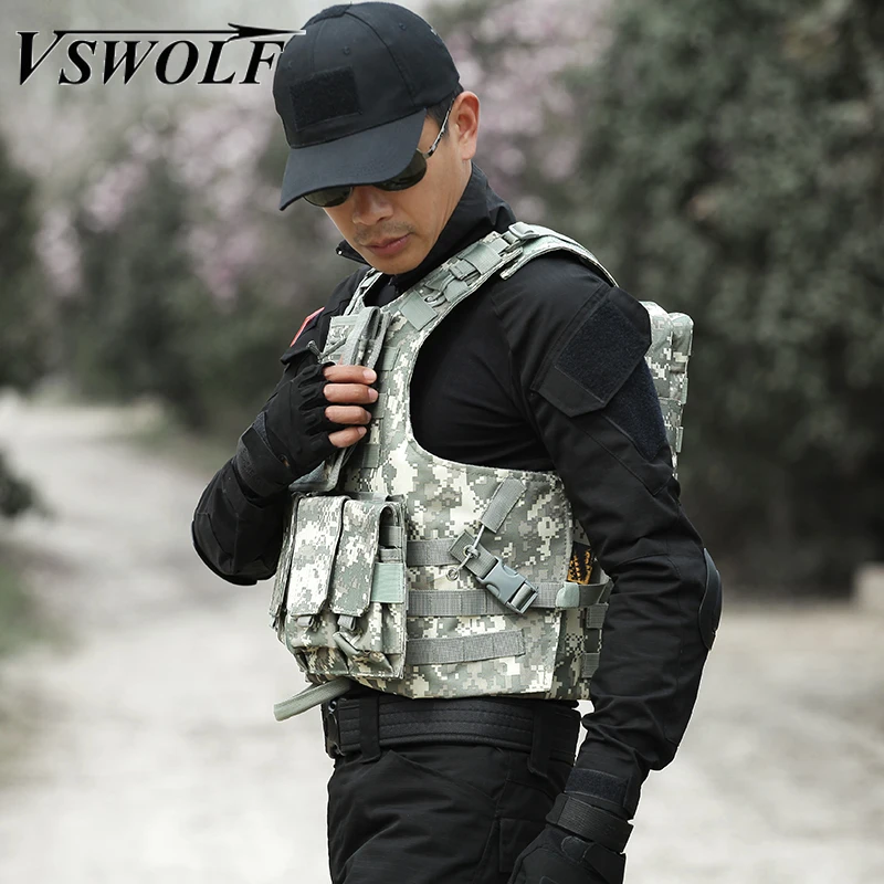 

Navy Seals Military Tactical Vest Army Airsoft Molle Combat Vest with Pouch Assault Plate Carrier CS Jungle Camouflage Equipment
