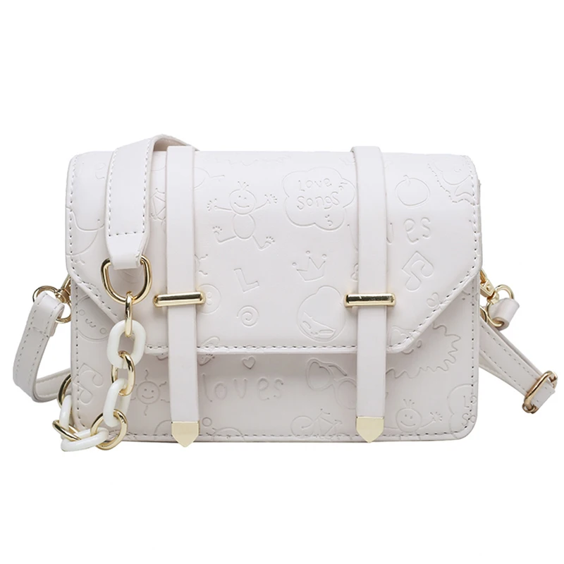 

Original Brand High-end HOT Bag 2021 New Fashion Shoulder Bag Chain Cartoon Imprint Square Bag Underarm Bag Dual-use Bag