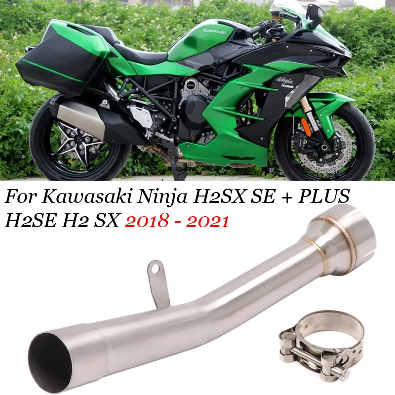 

Для Kawasaki Ninja H2SX SE + PLUS H2SE H2 SX 2018 - 2021 катализатор выхлопных газов мотоцикла удалить глушитель выхлопной трубы усилить середину соединения