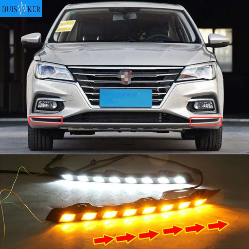 Светодиодный налобный фонарь для Roewe i5, противотумансветильник фары, динамический автомобильный бампер, фары для Roewe i5, дневсветильник 2019 ~ 2021y DRL, автомобильные аксессуары