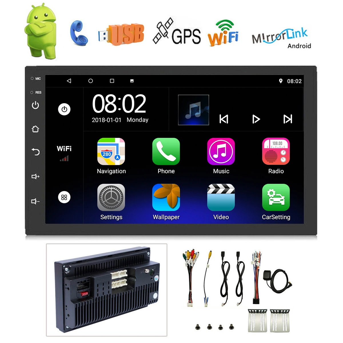 Автомагнитола на Android 9 1 с GPS универсальный мультимедийный проигрыватель для