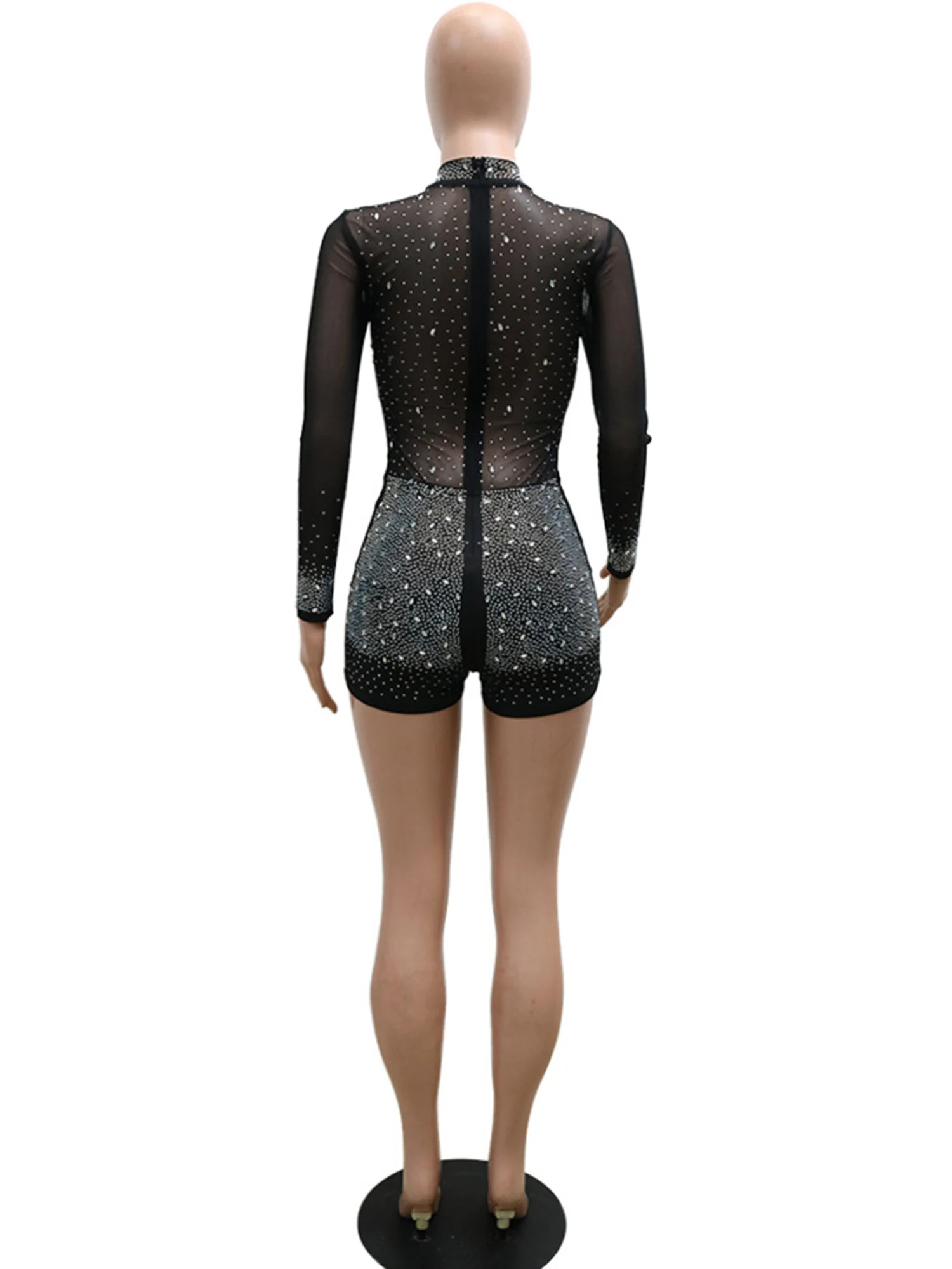 Женский Блестящий женский комбинезон с длинным рукавом