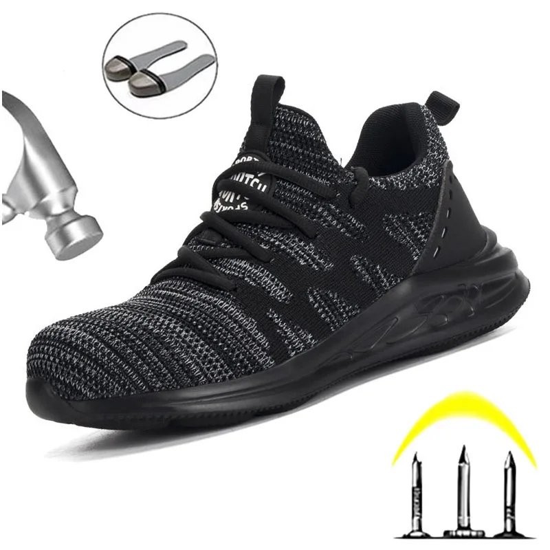 

New Safety Shoes Men Work Sneakers Indestructible Work Shoes Anti-puncture Safety Boots Steel Toe Shoes Sports Industrial Shoes