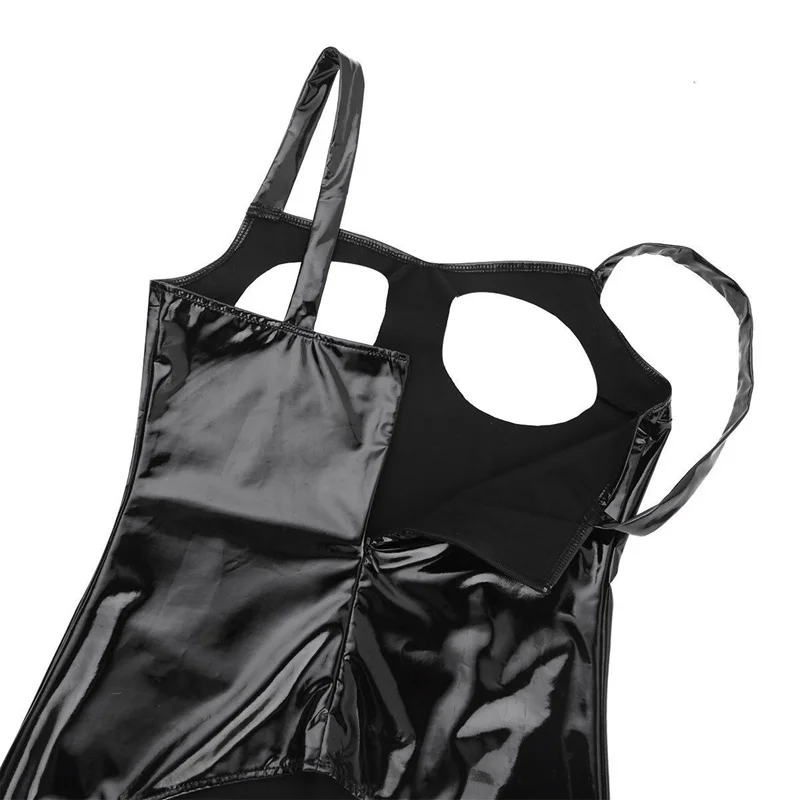 

Sexy Hollow Bust Women Faux Leather Lingerie Bodysuits Latex Catsuit fetish lingerie New pvc hot erotic women Porno Clubwear