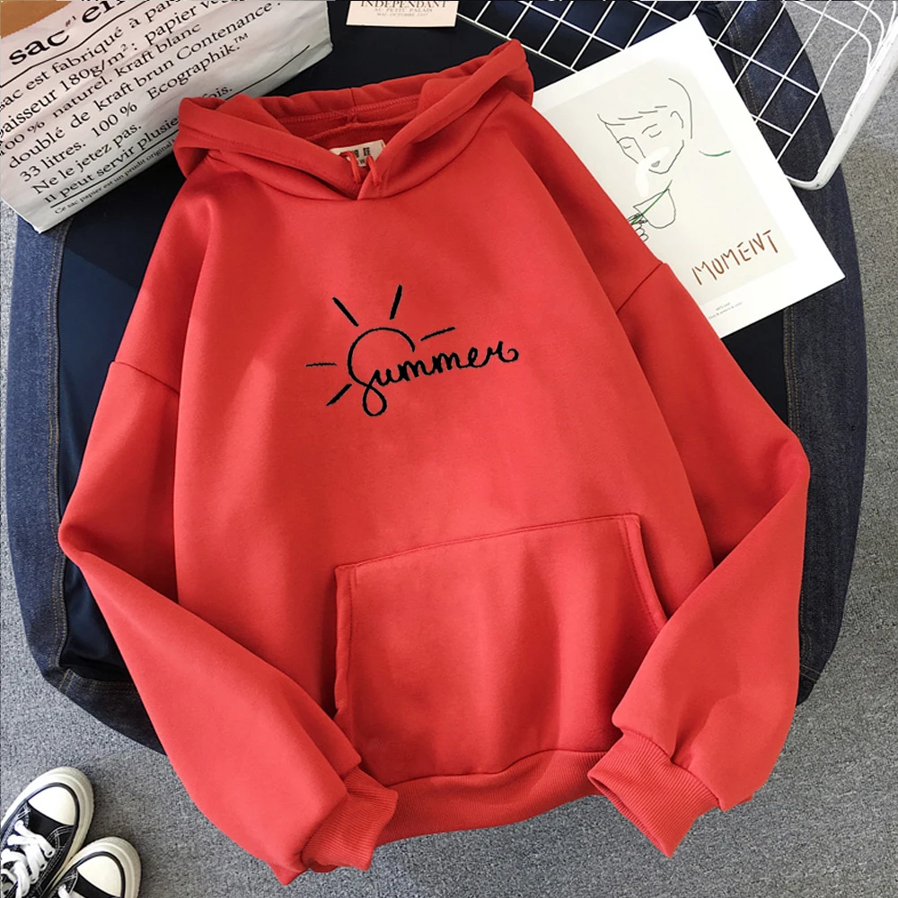 

Hoodie women summer letter printing Korean version of simple and versatile casual loose long-sleeved oversized sweatshirt women